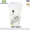 Taza de café plástica de la pared doble al por mayor 16oz con la tapa (HDP-2023)